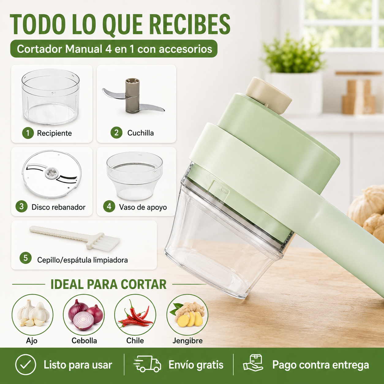 Cortador Eléctrico 4 en 1 — Pica y Rebana en Segundos