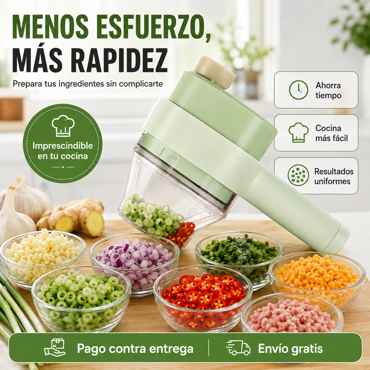 Cortador Eléctrico 4 en 1 — Pica y Rebana en Segundos